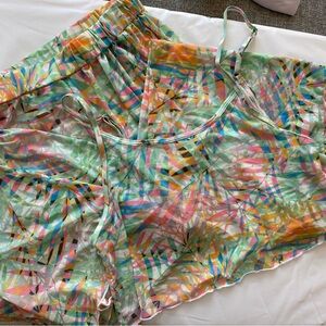 Colorful Geometric Cami and Shorts Set - Mint Multi